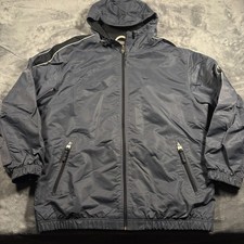 Vintage Nike Windbreaker Jacket Mens Medium Charcoal Gray Hooded Warm Full Zip