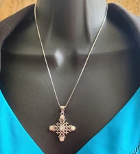 Inlaid fire opal necklace pendant silver plated jewelry modern chic Snowflake 