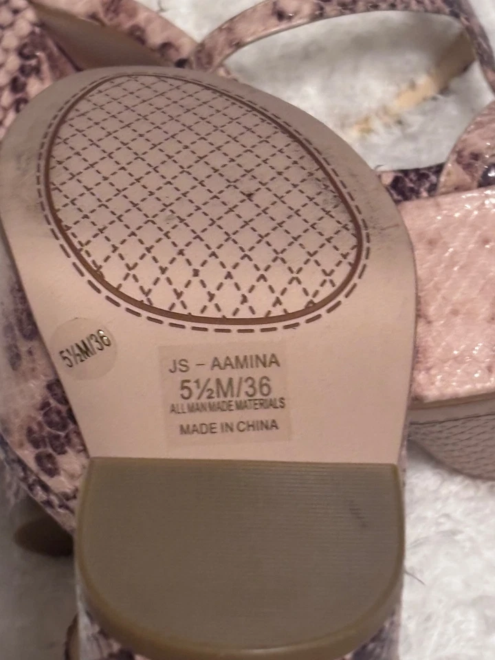 Sandalias de plataforma Jessica Simpson rosa/marrón estampado serpiente talla 5 1/2 tiras Foto 4 de 4