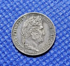 1843 France 1/4 Quarter Franc Louis Philippe I Silver Coin