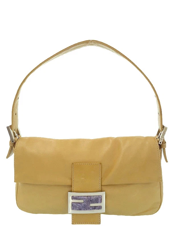 Fendi Mamma Baguette 26424 Leather Beige Handbag Women's #TB3375