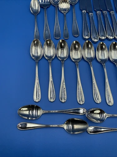 38 Pieces Lenox 18/10 Tudor Bead Augusta Silverware Flatware Spoons Forks Knives - Picture 5 of 8