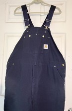 Carhartt Bib Overalls Mens 46x30 Black Duck Insulated Double Knee USA R02 BLK