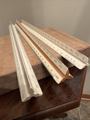 Lot of 3 Vintage 3 Sided Triangle Drafting Engineering Rulers Hemmi Teledyne