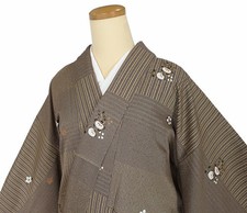 Edo Komon kimono, long length, many tiered dyed stripes, Tachibana, small