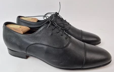Santoni Darian Black Leather Cap Toe Oxford Men's Shoes Size 12 D
