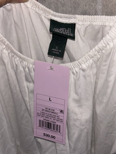 Maxi Vestido Blanco Manga Abullonada Algodón en Niveles Talla L Grande Wild Fable Cottagecore - Imagen 3 de 3