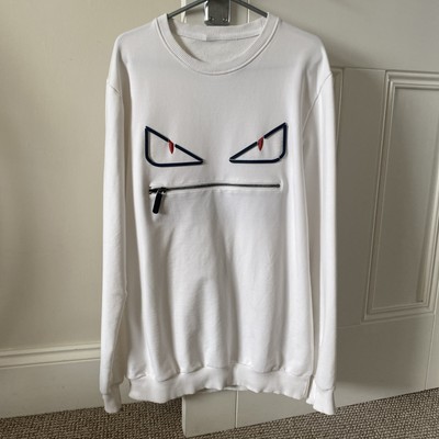 Weißer Bug Eye Pullover Sweatshirt Größe UK 10-12