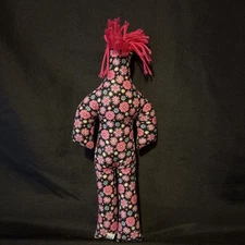 Dammit Doll Pink Hair Plush Floral Pattern Voodoo Doll 12"