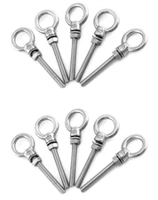10 Pack 1/4 x 2 Inch Stainless Steel Shoulder Eye Bolts w Nuts Marine Grade