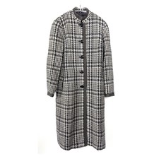 70s/80s Vintage Overcoat Houndstooth Check Polish Brand Moda Polska 12uk M