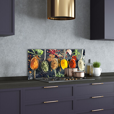 Tulup 100x70cm Crédence de cuisine sur verre sécurité:- Nourriture boissons - Épices Colorées