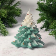 Handmade Christmas Tree Shaped Candle –Model 8-Green & White Multicoloured Spots