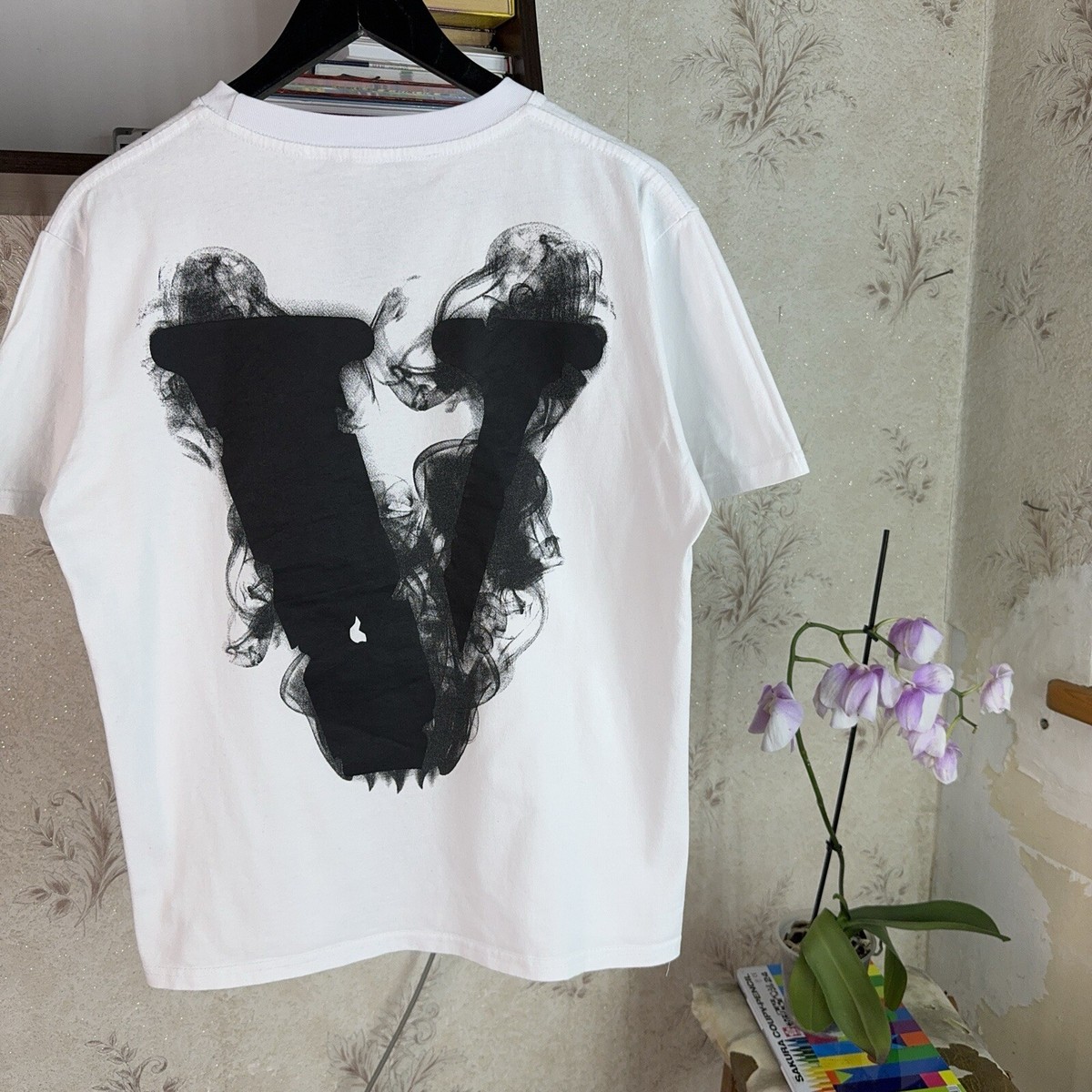 Vlone T shirt Angel No Smoke Devil White Big Logo Streetwear Rap