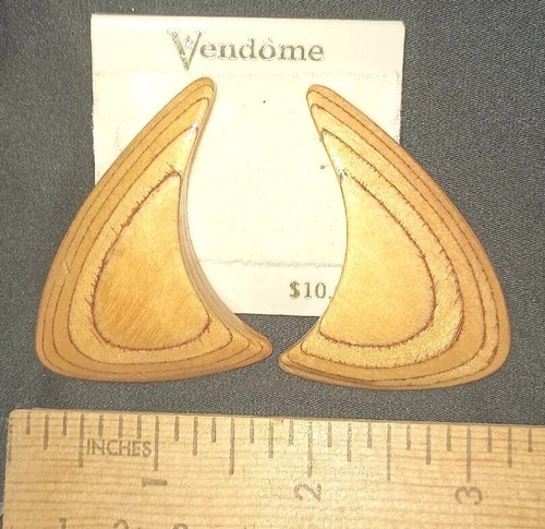 Vintage Wooden Chunky Stretch Bracelet w/Matching Pierced Earrings *Never Worn* - Picture 5 of 6