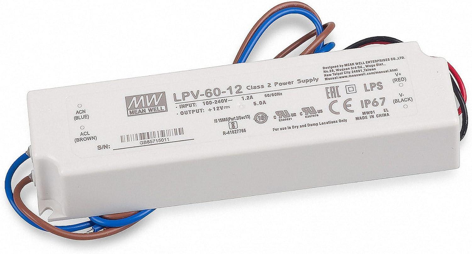 Mean Well LPV-60-12 60W 12V 5A LED Power Supply IP67