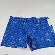 All In Motion Swim Trunks Blue Floral Tropical Drawstring Elastic Mens Size m