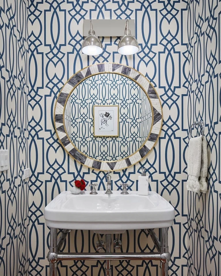 Wallpops современный Peel and Stick темно-синий белый ссылки дизайнерский NU обои - Изображение 3 из 4