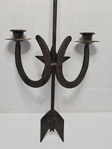 Metal Arrow Horseshoe Candle Wall Hanging Decor Rustic Western Indian Preowned - Picture 11 of 11