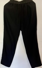 H by Halston Draw String Black Pants w Satin Side Leg Stripe SZ Med Dress Pants