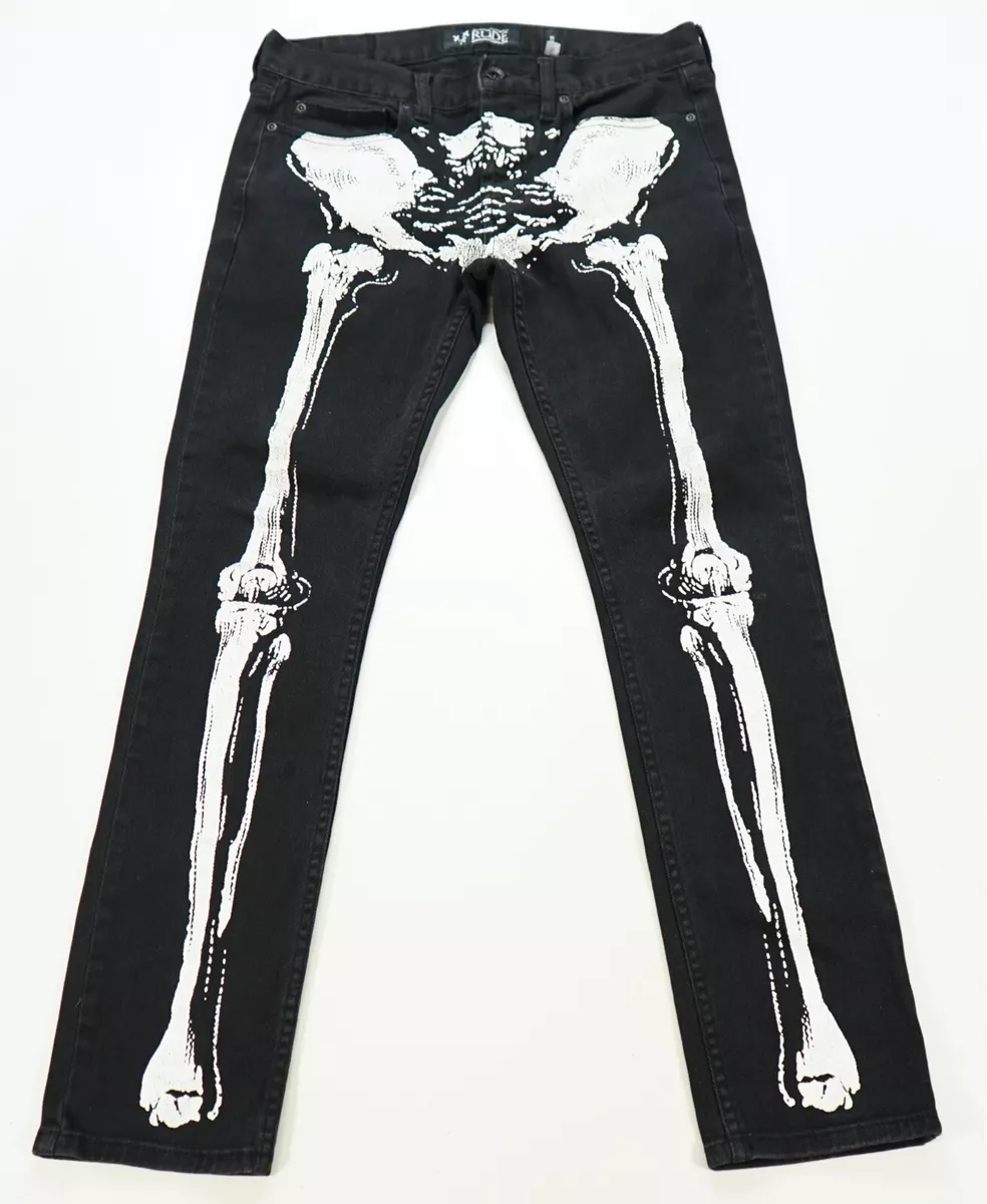 Rude black skeleton store skinny jeans