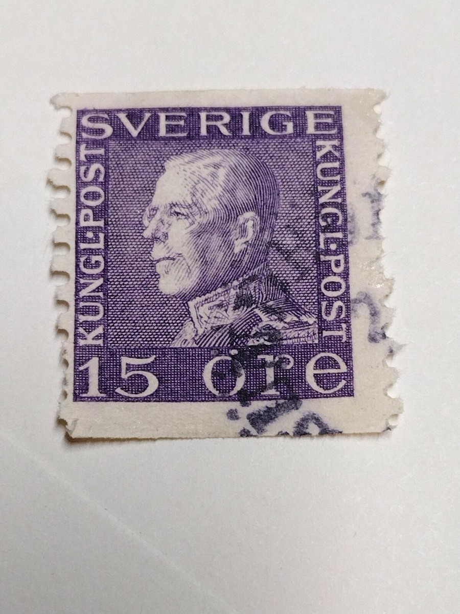 VERY RARE SWEDEN 15 Ore King Gustav V Stamp 1921 Sverige | eBay