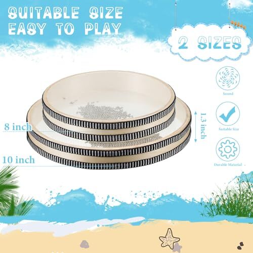 2 Pieces Wave Bead Hand Drum Sea Sound Drum Percussion Wave Drum with Hardwoo... - Picture 2 of 7