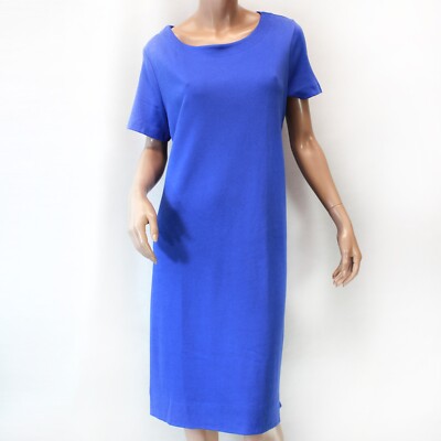 Talbots Plus Blue Cotton Short Sleeve Boat Neck Midi Dress, Size 1X Petite  | eBay