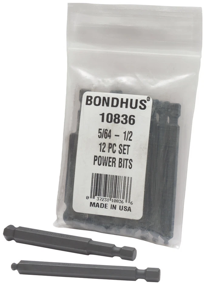 Bondhus 42pc Hex Power Insert Bit Set Metric SAE Ball End Driver 1/4in Shank USA - Image 3 of 4