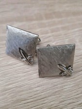 Vintage Cuff Link Pair Fleur De Lis Silver Tone Metal Signed Swank Accessory LTV