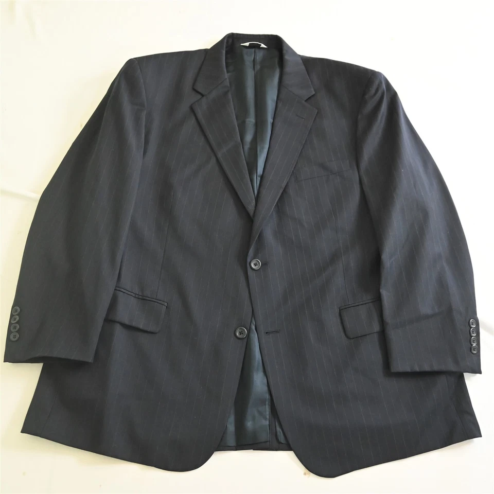 Joseph Feiss 46R 42x29 Azul Marino Rayas 100% Lana Hombre Chaqueta Pantalones Traje Foto 2 de 4