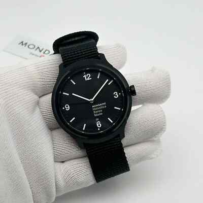 Mondaine Helvetica No1 Bold Steel Black Dial Mens Quartz Watch MH1