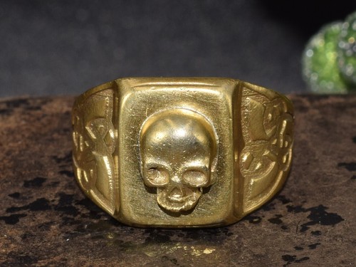 MEN ring SILVER 925 Memento Mori Skull mourning BIKER Vanitas doctor gold plated - Picture 6 of 22