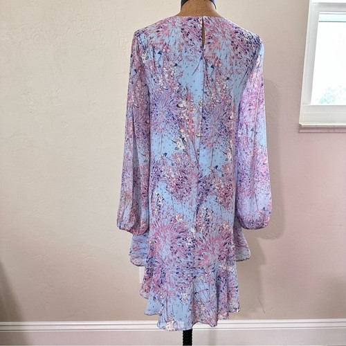 BCBGMAXAZRIA Bluebell Windswept Shift dress asymmetrical hem ruffles lined Sz 8 - Picture 5 of 10