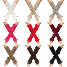 Half-finger Gloves Stretchy Knitted Winter Driving Gloves Lengthen Wrist Mittens