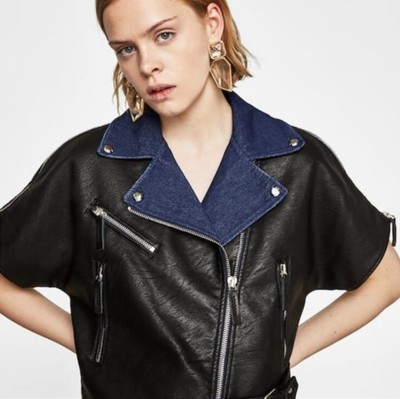 zara cropped leather jacket