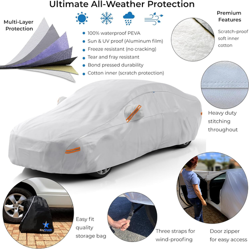 10-Layer Car Cover Waterproof All Weather - See Vehicle Size-Chart - Car Covers - Picture 2 of 12