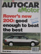 Autocar 11 October 1989 featuring Lotus Esprit, Rover, Vauxhall, Fiat, Ford