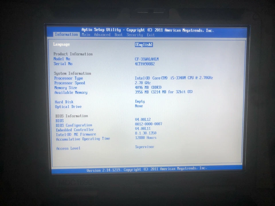 Panasonic Toughbook MK4 CF-31 Windows 7 Core i5 2.7ghz 4GB 256GB SSD Touchscreen - Image 3 of 4
