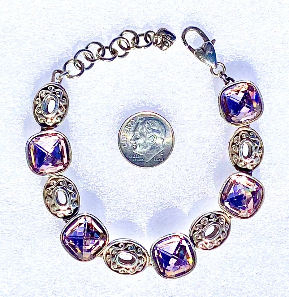 PULSERA BRIGHTON VENUS ROSA CRISTAL DE SWAROVSKI SLVR PIEDRA COMPLETA LN+BOLSO✨VTG Foto 4 de 4