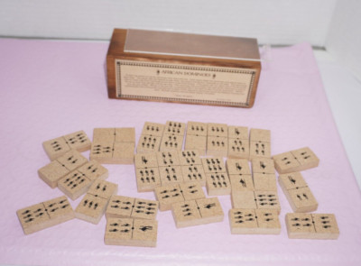 Vintage African American Dominoes Game wood box bushman style
