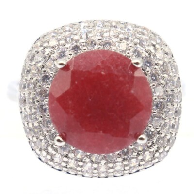 Buy 2 Get 1 Free Real Red Rubies CZ Women Engagement Silver Ring Sz 7.75