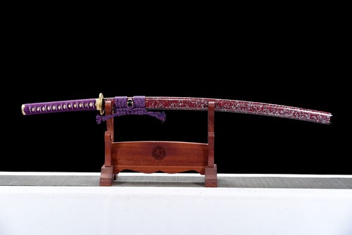 Funtional Sharp Purple Japanese Katana Sword 1095 Steel Full Tang Real Rayskin - Picture 3 of 14