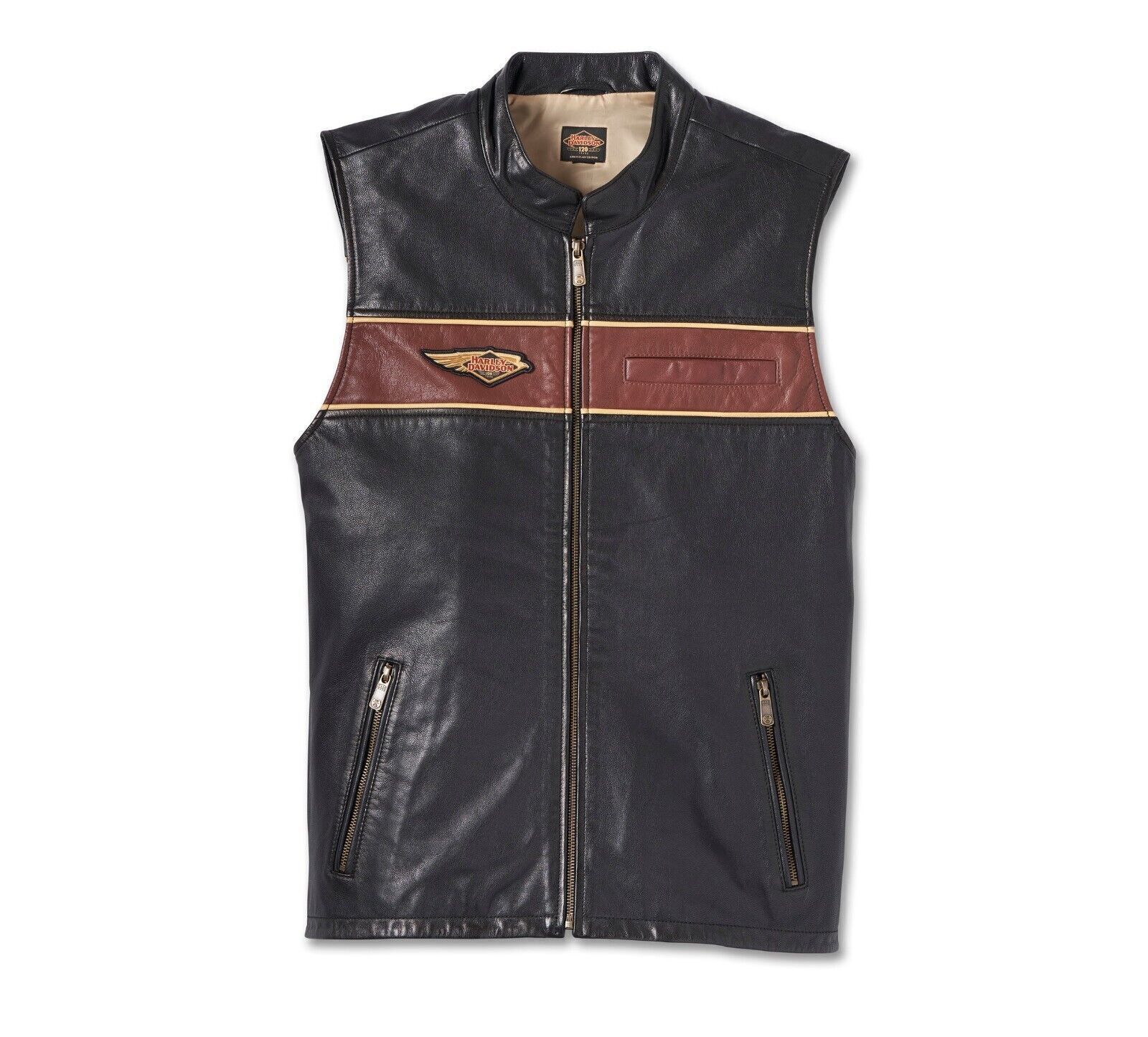 Men's Harley Davidson 120th Anniversary Biker Vest Motorcycle Real Leather Vest eBay