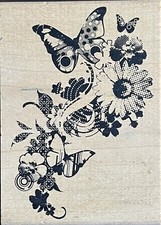 Inkadinkado Rubber Stamp 99183 X Flowers Butterflies Spring Summer Garden Sunny