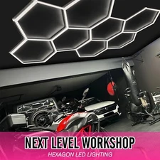 Car Detailing LED Hexagon Light 8 Hexagonal Grid Garage Lights for Workshop