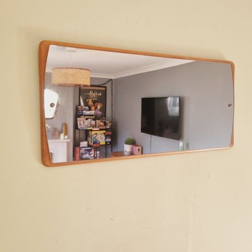 Vintage Teak Wall Mirror G Plan Long 70's Large Mid Century Mirror 76x35 Cm - Picture 4 of 8