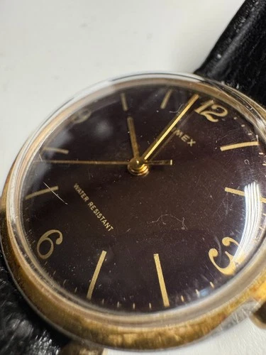 Timex Vintage 1978 Marlin Wind Up 35MM Purple/Brown Runs Good