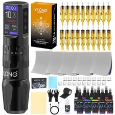 Complete Wireless Tattoo Machine 1200mAh Rotary Pen Kit with Ink and Needles