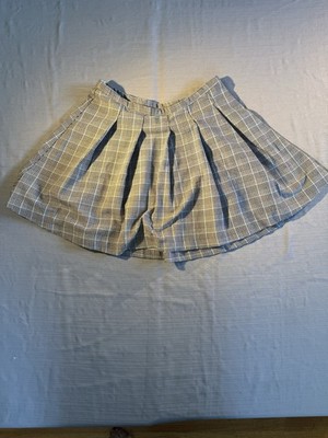 Wonder Nation Girls 2XL Plaid Pleated Knee-Length Skirt Gray/Blue